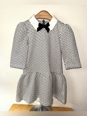 Janie and Jack Geo floral Jacquard bow collared dress, size 3